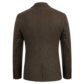 Brown Herringbone Men's Wool Blend Tweed Blazer XL