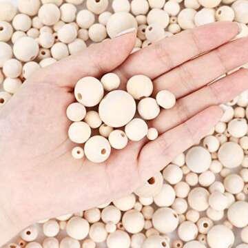 UOONY 800pcs Wooden Beads - Versatile Sizes for Crafts