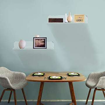 Weiai Clear Acrylic Shelves 12 Inch, Floating Wall Mounted Shelf for Bedroom, Living Room, Bathroom, Set of 3