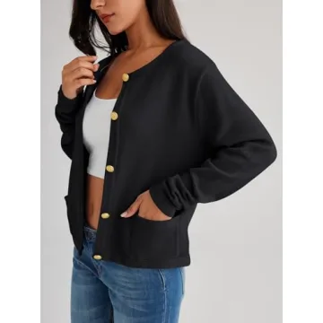 Elegant LILLUSORY Women's Cardigan with Gold Buttons