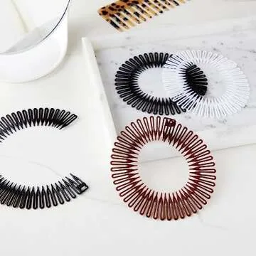 Glamlily 12 Pack 90s Zig Zag Style Circle Headbands with Teeth for Women's Hair Accessories (3 Assor...