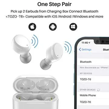 TOZO T6 True Wireless Earbuds Bluetooth 5.3 Headphones Touch Control with Wireless Charging Case IPX8 Waterproof Stereo Earphones in-Ear Built-in Mic Headset Premium Deep Bass 32 EQs via APP
