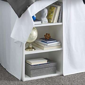 Nautica Skirt 42-inch Drop Cotton Bedding, Casual Home Decor, Dorm Room Essentials, Twin XL, White