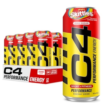 Cellucor C4 Skittles Performance Energy Drink - Zero Sugar, 200mg Caffeine
