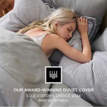 Bedsure Cotton Duvet Cover King - 100% Cotton Waffle Weave Grey Duvet Cover King Size, GentleSoft™...