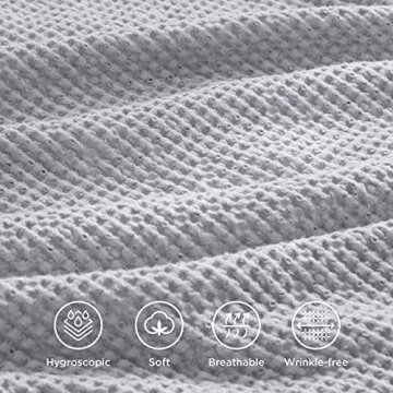 Bedsure Cotton Duvet Cover King - 100% Cotton Waffle Weave Grey Duvet Cover King Size, GentleSoft™ and Breathable Bedding Set for All Season, 3 Pieces, 104"x90"