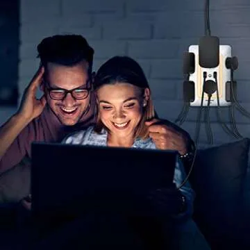 Multi Plug Outlet, Outlet Expanders, ONDOG Surge Protector with 6-Outlet Extender and 2 USB Ports and Night Light, 3-Sided Power Strip with Adapter Spaced Outlets - White，ETL Listed