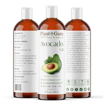 Avocado Oil 16 fl. oz. Cold Pressed 100% Pure Natural Carrier For Skin, Face, and Hair Growth Moisturizer. Perfect For DYI Creams, Lotions, Lip balm and Soap Making.