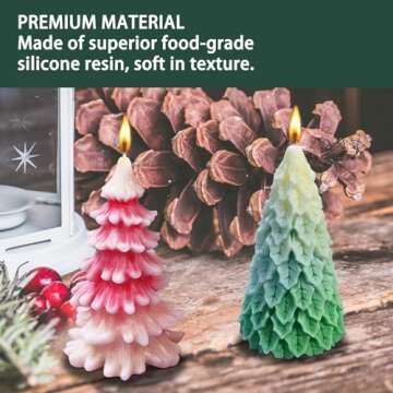 VUTEHO 3PCS Christmas Tree Candle Molds Silicone, DIY Christmas Tree Candle Molds for Candle Making Wax Soap Polymer Clay Plaster Epoxy Resin, Tree Shape Silicone Moulds for Christmas Gifts Home Decor