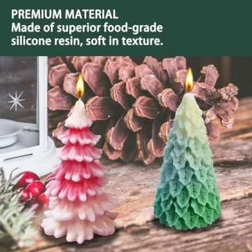 VUTEHO 3PCS Christmas Tree Candle Molds Silicone, DIY Christmas Tree Candle Molds for Candle Making Wax Soap Polymer Clay Plaster Epoxy Resin, Tree Shape Silicone Moulds for Christmas Gifts Home Decor