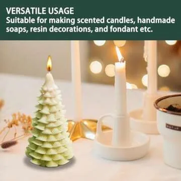 VUTEHO 3PCS Christmas Tree Candle Molds Silicone, DIY Christmas Tree Candle Molds for Candle Making Wax Soap Polymer Clay Plaster Epoxy Resin, Tree Shape Silicone Moulds for Christmas Gifts Home Decor