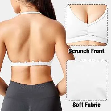 YEOREO Workout Sports Bras for Women Padded Backless Gym Bra Lorelie Light Impact Strappy Criss Cross Yoga Crop Top White S