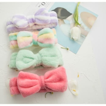 Spa Headband Set - 10pc Cute Coral Fleece Bow Bands