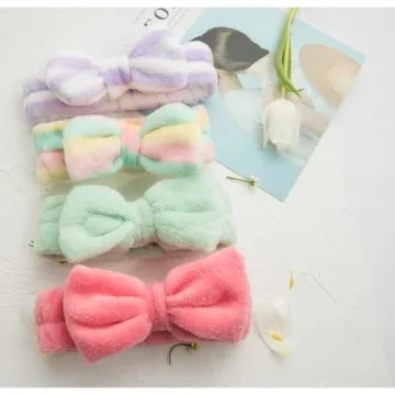 Spa Headband Set - 10pc Cute Coral Fleece Bow Bands