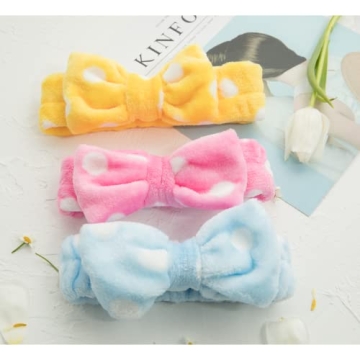 Spa Headband Set - 10pc Cute Coral Fleece Bow Bands