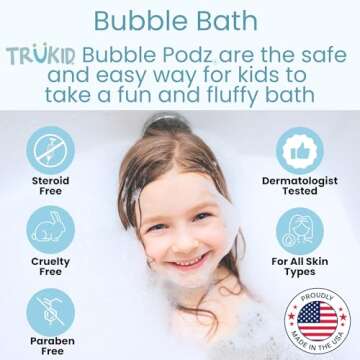 TruKid Bubble Podz Bubble Bath for Baby & Kids, Gentle Refreshing Bath Bomb for Sensitive Skin, pH B...