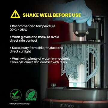 ELEGOO ABS-Like 3D Printer Resin LCD UV-Curing Resin 405nm Standard Photopolymer Resin for Mars Satu...