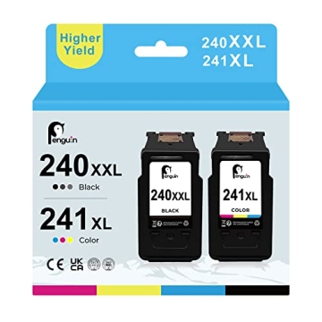 Penguin 240XXL 241XL Ink Cartridges for Canon PG-240 CL-241 Combo Pack