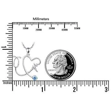 PRAYMOS Nurse Gifts for Women 925 Sterling Silver Stethoscope Necklace Blue School Student New Future Registered Nurse Heartbeat Pendant Necklace Gifts for Nurses