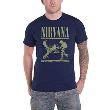 Official Nirvana T Shirt Live On Stage Band Logo in Navy Blue, Size XL