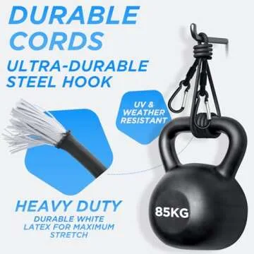 SDTC Tech 24 Inch Bungee Cord with Carabiner Hook | 4 Pack Superior Latex Heavy Duty Straps Strong Elastic Rope Locks onto Anchor Points of Luggage Rack/Cargo/Camping/RV/Hand Carts etc.