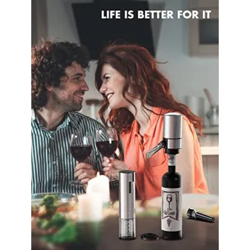 Rechargeable Electric Wine Gift Set - Aerator, Vacuum Stoppers, Foil Cutter and Bottle Opener for Home Bar and Outdoor Parties