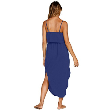 NERLEROLIAN Women's Strappy Split Midi Dress in Sapphire Blue