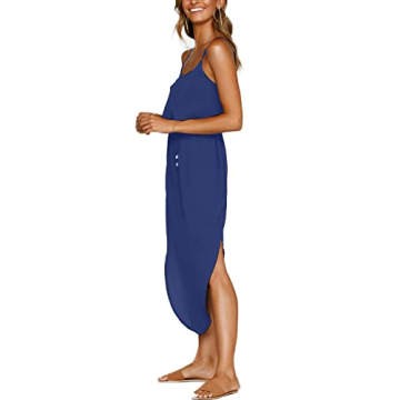 NERLEROLIAN Women's Strappy Split Midi Dress in Sapphire Blue