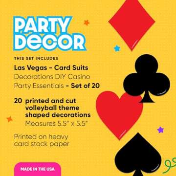Big Dot of Happiness Las Vegas - Card Suits Decorations DIY Casino Party Essentials - Set of 20
