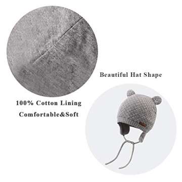 XIAOHAWANG Warm Baby Hat Cute Bear Toddler Earflap Beanie for Fall Winter (2-3 Years, A-Grey)