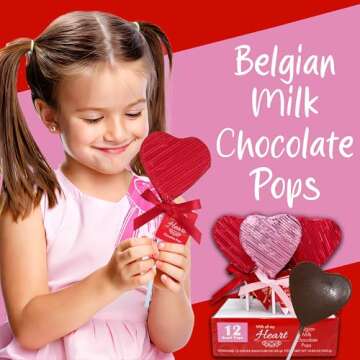 Valentine's Chocolate Heart Lollipops, 12 Count, Wrapped