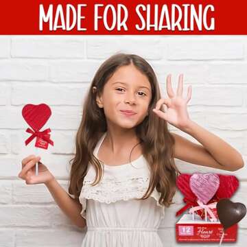 Valentine's Chocolate Heart Lollipops, 12 Count, Wrapped
