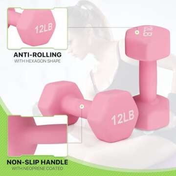 Neoprene Coated Hexagon Dumbbells 12lbs for Fitness Enthusiasts