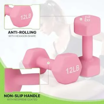 Neoprene Coated Hexagon Dumbbells 12lbs for Fitness Enthusiasts
