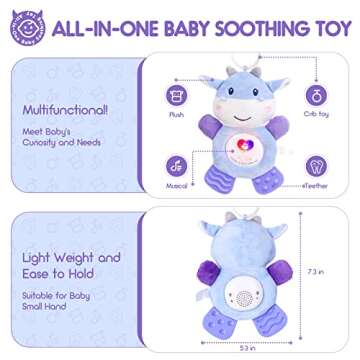 Musical Baby Teething Toys with Soft Light,Teething Toys for Babies 0 3 6 9 12 Months,BPA Free Washa...