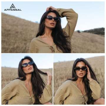Appassal Retro Small Oval Sunglasses for Women Men 90s Trendy Sun Glasses Vintage Shades AP3651N Gre...