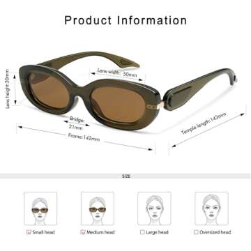 Appassal Retro Small Oval Sunglasses for Women Men 90s Trendy Sun Glasses Vintage Shades AP3651N Green/Brown