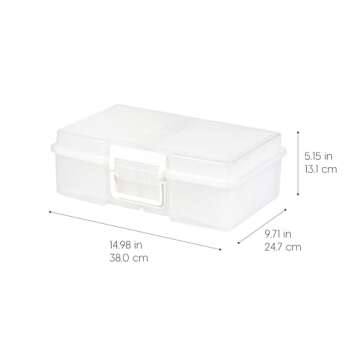 IRIS USA 4"x 6" Photo Storage Box Container Keeper Organizer, 2-Pack, Main Container with 12 Organiz...