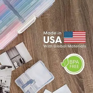 IRIS USA 4"x 6" Photo Storage Box Container Keeper Organizer, 2-Pack, Main Container with 12 Organization Cases for Pictures Crafts Scrapbooking Stationery, Protection and Organization, Clear