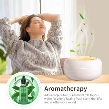 Essential Oil Diffuser, Quiet Humidifier for Bedroom, Timer and Auto-Off, 7 LED Colors Ultrasonic Aromatherapy Mist Diffusers for Large Room Office (White)