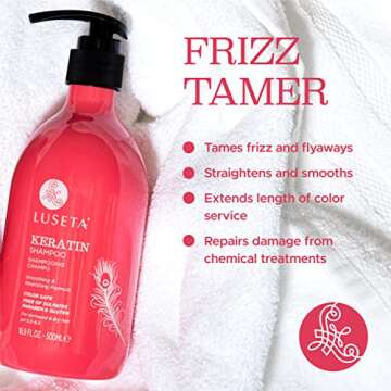 Luseta Keratin Shampoo for Dry Damaged Hair, Smoothing & Nourishing for Color Treated Hair 16.9 Oz