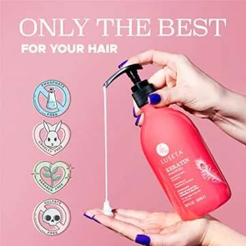 Luseta Keratin Shampoo for Dry Damaged Hair, Smoothing & Nourishing for Color Treated Hair 16.9 Oz