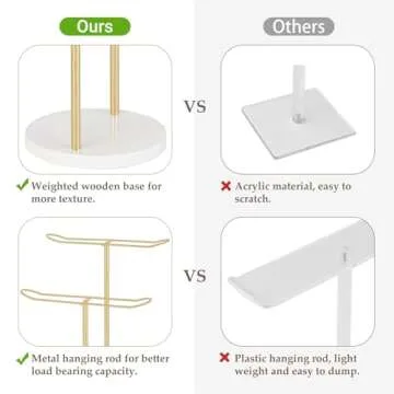 Dahey Headband Holder Organizer Metal 2-Tier Hair Hoop Display Stand Headband Organizer Storage Hair Ropes Accessories Bracelets Bangles Bedroom College Dorm Decor for Girls Women, Gold