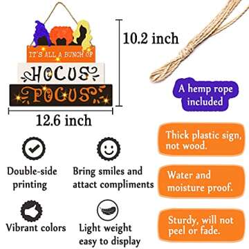 CIOEY Halloween Door Hanging Sign Spooky Hocus Pocus Wall Sign Plaque for Indoor Outdoor Decor Home ...