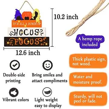 CIOEY Halloween Door Hanging Sign Spooky Hocus Pocus Wall Sign Plaque for Indoor Outdoor Decor Home ...