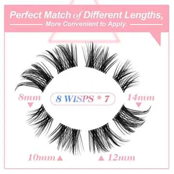 Cluster Lashes 56 Wisps DIY Lashes Natural Look Cat Eye Clear Band Mink Lashes Pack Wispy Fluffy 3D Curl False Eyelashes by ALICE