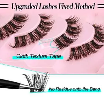 Cluster Lashes 56 Wisps DIY Lashes Natural Look Cat Eye Clear Band Mink Lashes Pack Wispy Fluffy 3D Curl False Eyelashes by ALICE