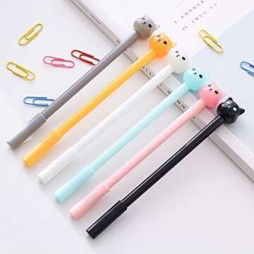 WIN-MARKET Lollipop Jelly Colorful Bear Cat Gel Pen Fashion Cute Cartoon Gel ball Pen Creative Cartoon Ball Pens Office School Supply Stationery (8 pcs)
