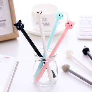 WIN-MARKET Lollipop Jelly Colorful Bear Cat Gel Pen Fashion Cute Cartoon Gel ball Pen Creative Cartoon Ball Pens Office School Supply Stationery (8 pcs)