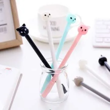 WIN-MARKET Lollipop Jelly Colorful Bear Cat Gel Pen Fashion Cute Cartoon Gel ball Pen Creative Cartoon Ball Pens Office School Supply Stationery (8 pcs)